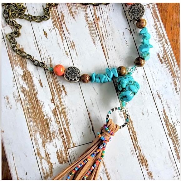 Turquoise Tassel Necklace - Picture 4 of 9
